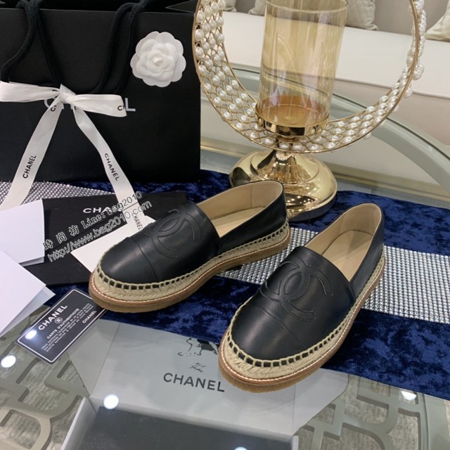 CHANEL頂級代購版漁夫鞋 香奈兒羊皮漁夫鞋草編鞋 dx3563